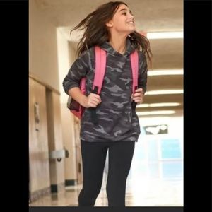 Athleta Girl Camouflage Cinch Waist Long Sleeve Pullover Crop Camo Hoodie Large